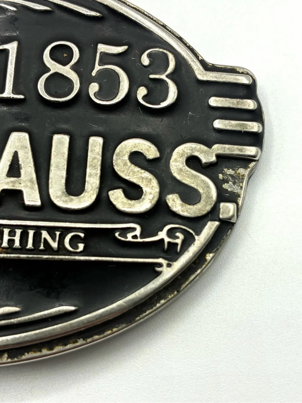 Levi Strauss Since 1853 Quality Clothing Metal Belt Buckle Black Silver Tone